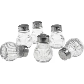 SIDCO Salzstreuer 6 x Mini Streuer Pfefferstreuer Glas Salz & Pfeffer Gewürzstreuer - Weiß