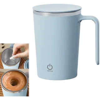 Inscrip Selbstrührender Becher, 400 Ml, Wiederaufladbarer, Automatisch Rührender Kaffeebecher aus Edelstahl, Elektrischer Magnetischer Rührbecher Mit Deckel Für Kaffee, Tee, Milch, Kakao (Blau)