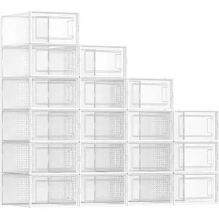 Songmics Aufbewahrungsbox 18er Set transparent-weiß