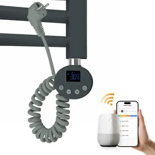 Emke Heizstab mit Thermostat Anthrazit 39/6,9/6,2 cm , Metall , 300 W , 7x39x6 cm , Ce , Elektrogeräte, Heizgeräte, Heizstrahler