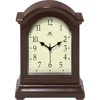 Infinity Instruments Braun Antik Großvater Tischuhr 22,9 x 15,2 cm Kaminsims Tischuhr Mini Desktop Tisch Kamindekor Vintage Wohnzimmer Dekor