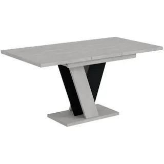 Altdecor Esstisch ausziehbar 120 -160x90x75 cm - Betonoptik K350/Schwarz - Iney , Holzwerkstoff , Rechteckig,Rechteckig , Bodenplatte , 90x75x120 cm , Esszimmer, Esstische