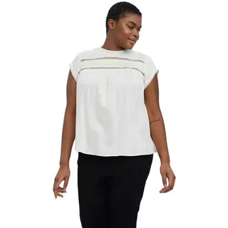 VERO MODA CURVE Damen Vmdebbie Pleat S/L Top Wvn Ga Curve Noos Bluse, Snow White, 50 Große Größen EU