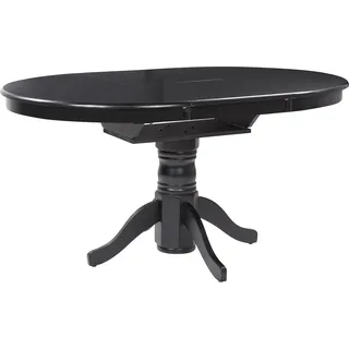 BELIANI Esstisch Schwarz MDF-Tischplatte Rund 106x106 cm Ausziehbar 150x106 cm Oval Holzbeine Mittelfuß für 6 Personen Skandi Esszimmer Ausziehtisch - Schwarz