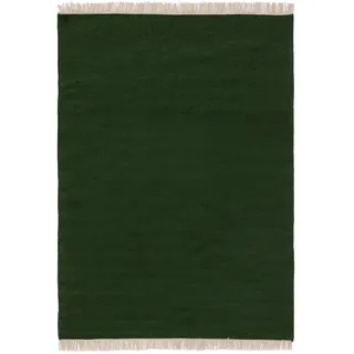 benuta pop Wollteppich, Dunkelgrün, Textil, Beton Optik, Rechteckig, 60x100 cm, Gots, pflegeleicht, Teppiche , Böden, Teppiche, Naturteppiche