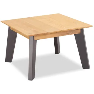 Ibbe Design Couchtisch Quadratisch Beistelltisch Natur Geölt Massiv Eiche Grau Lackiert Holz Wohnzimmer Tisch Sentosa, 70x70x45 cm