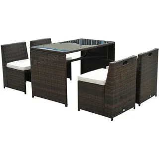 Outsunny Polyrattan Garnitur 5-teiliges Set