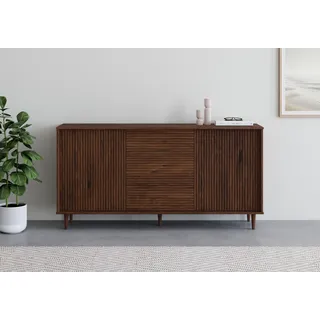INOSIGN Sideboard INOSIGN "Malmedy Front mit gefrästen Rillen", braun, B:160cm H:80cm T:38cm, FSC-zertifiziertes Massivholz, MDF, Sideboards, Sideboard, Kommode aus massivem Kiefernholz, Push-to-open, Breite 160 cm
