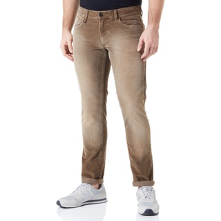 camel active Herren Slim fit Cord Hose Madison Jeans, Beige, 34W / 32L