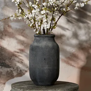 SIDUCAL Rustikale Bauernhaus-Blumenvase | 24,1 cm große Keramikvase | Pampasgrasvase | Moderne Bauernhaus-Dekorvase für Heimdekoration, Tisch, Wohnzimmerdekoration, Regaldekoration, Kaminsims, Schwarz