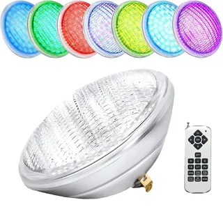 AHJ PAR56 Poolbeleuchtung Unterwasser, 36W LED Poolleuchten RGB, Poolscheinwerfer Led Lampe IP68 Wasserdicht, Pool LED Licht mit Fernbedienung, Schwimmbadleuchten Poolscheinwerfer 12V AC/DC