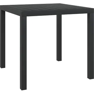 The Living Store Garten-Esstisch WPC Aluminium 80 x 80 x 74 cm Schwarz - Schwarz