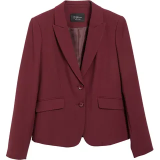 Kurzblazer S.OLIVER BLACK LABEL, Damen, Gr. 38, rot (maroon rot), Web, Obermaterial: 47% Polyester, 47% Viskose, 6% Elasthan, unifarben, festlich, slim fit hüftlang, Blazer Kurzblazer, Reverskragen Slim-Fit, Pattentaschen