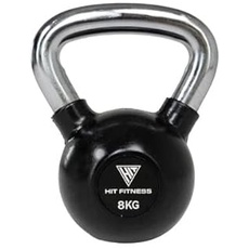 Hit Fitness Unisex-Adult Kettlebell with Handle | 8kg, Black & Chrome, 16 x 16 x 24 cm