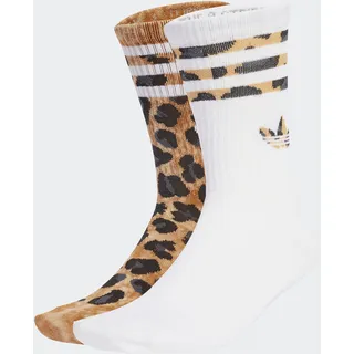 Sportsocken ADIDAS ORIGINALS "LEO CREW S 2P", Damen, Gr. S (37/39), braun (bronze strata, schwarz), Obermaterial: 54% Baumwolle, 23% Polyester, 21% Polyamid, 2% sonstige Fasern, Socken Sportsocken, Topseller