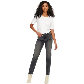 Damen ONLY Stretch Ankle Jeans | Gerade ONLEMILY High Waist Hose | Classic Design Denim Straight Pants, Farben:Grau, Größe:26W / 32L