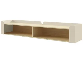 Beautysofa Wandregal Sorella mit 2 offenen Regalböden, 180 cm, Macadamia + Eiche Mavelie , Beige, Eichefarben , Holzwerkstoff , 180x33x27 cm , Wohnzimmer, Regale, Wandboards