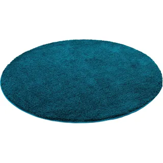 Snapstyle Hochflor Shaggy Teppich Palace Rund Petrol 200x200cm