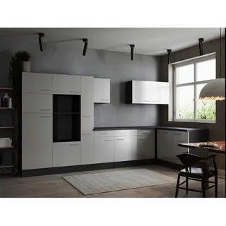 Respekta Winkelküche L-Form 370 x 172 cm Grau Matt Weiß
