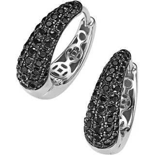 Paar Creolen "Creolen mit Ziersteinen, Silber 925", schwarz, GIORGIO MARTELLO MILANO, Ohrringe, Damen, Silber 925 (Sterlingsilber), Paar Creolen