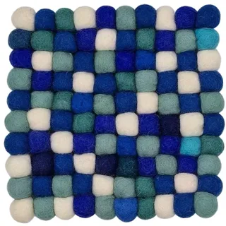 Grült Home Topfuntersetzer - Filz untersetzer für Tassen, Töpfe, Pfannen und Tassen handgefilzt in Nepal (Blau, Square 10 cm)