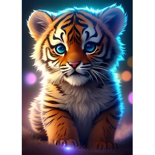 EOBROMD Diamond Painting Erwachsene Tiger, 5D Diamant Painting Bilder Erwachsene, DIY Diamond Painting Bilder Diamant Malerei Tiere Set für Wanddekoration 30x40cm