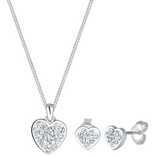 Elli Herz Kristalle 925 Silber Amour Schmuck-Set Damen