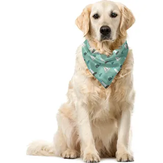 ABAKUHAUS Wale Haustier Bandana, Leuchtturm Segelboote, 55x55 cm, Pale Seafoam Sky Blue - Blau