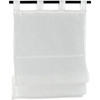 Kutti Raffrollo mit Schlaufen Metis 100% Leinen Weiss Breite 120 * Höhe 140 cm