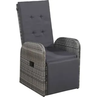 vidaXL 3-tlg. Bistro-Set mit Auflagen Poly Rattan Grau - Grau
