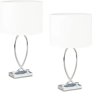 relaxdays Tischlampe geschwungener Fuß 2er Set - Silber