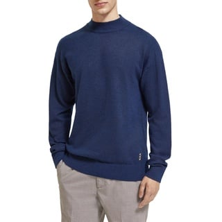 Scotch & Soda Men Dropped Shoulder Basic Mock in Recycled Polyester Blend Pullover, Night, M