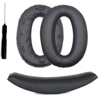 INF Ersatz Ohrpolster und Kopfband für Sony WH-1000XM2/MDR-1000X - Reparaturset Schwarz - Schwarz