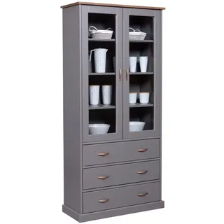 Interlink Vitrinenschrank Luzerna 90 x 190 x 38 cm Grau