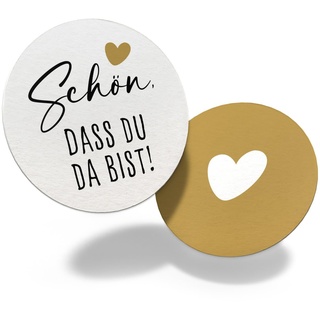 Creatastic® - Bierdeckel Untersetzer Gläser Schön DASS du da bist Glasuntersetzer Tischdeko Geburtstag Deko Gartenparty Hochzeitsdeko Tisch beidseitig gestaltet, Ø 10 cm, 30 Stück