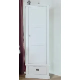 Kleiderschrank BREACH rustikal weiß 1-türig 63x192 cm Buchenholz MDF mit Regalen und Kleiderstange - Weiß