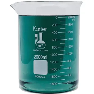 Becher 2000 ml, niedrige Form Griffin, Borosilikat 3.3 Glas, mit Skala, Karter Scientific