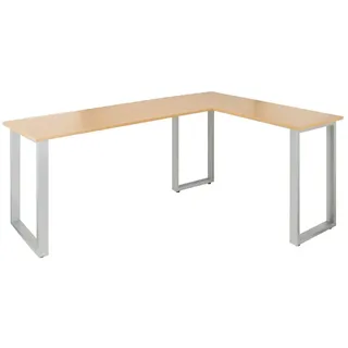 HJH Office Schreibtisch Workspace Basic I Buche Nachbildung/silber