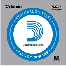 D'Addario PL024 Gitarren-Einzelsaite (für Akustik oder E-Gitarre) 0,060 cm (0,024 Zoll), silber, .024 gauge