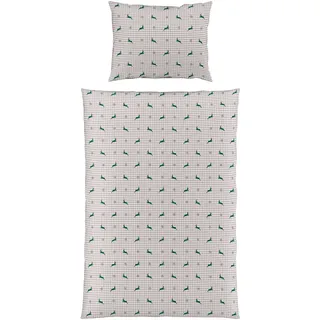 Fleuresse Bettwäsche , Grün, Weiß, Beige , Textil , Hirsch , 140x200 cm , pflegeleicht, bügelleicht , Heimtextilien, Bettwäsche & Leintücher, Bettwäsche, Satin-Bettwäsche