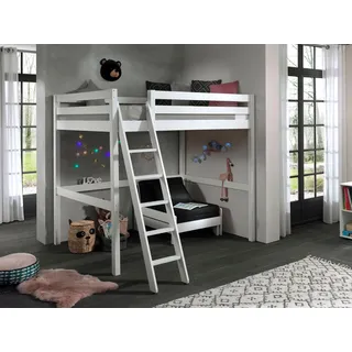 Vipack Hochbett Pino 215 x 209 cm Kiefer massiv weiß lackiert