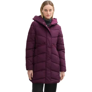 TOM TAILOR Damen Puffer Parka mit Kapuze, 35796 - BlackBerry, XXXL