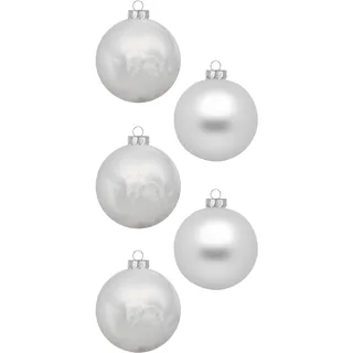 Weihnachtsbaumkugel MAGIC BY INGE, silber (weiß), Glas, Weihnachtsbaumkugeln, Weihnachtsbaumkugel, aus Glas, 12 Kugeln 7,5 cm, inklusive Aufhänger