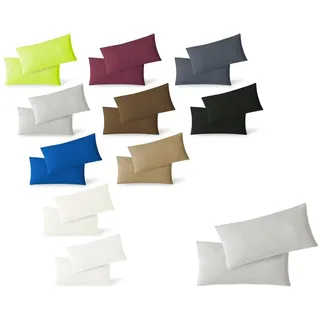 EXKLUSIV HEIMTEXTIL Jersey Kissenbezug Hülle 2 Sparpack Set mit Reißverschluss hochwertige Qualität 40 x 80 cm Silber