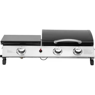 Gas-Plancha mit Deckel "Rasio" - 7,5 kW - 3 Brenner - Schwarz - Schwarz