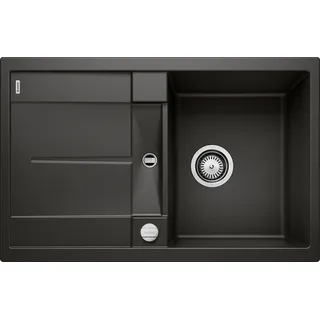 Blanco Metra 45 S links Einbau von Oben Silgranit schwarz Drehknopfventil 780 x 500 mm