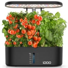 iDOO Hydroponische Anzuchtsysteme, Auto-Timer LED Pflanzenlampe, 10 Pods Smart Garden Indoor Kräutergarten Keimungsset, Höhenverstellbar, Wassermangelalarm