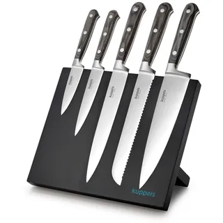 Kuppels ZORRO Magnetischer Messerblock + Messerset 5-teilig | Messerblockset | Magnet-Messerblock Schwarz | Messer-Block mit Messer Set
