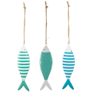 Maritime Fische zum Aufhängen, 3 Stück: Maritim-Deko aus Metall, Meeres-Dekoration Badezimmer & Wohnzimmer, Meer, Strand, Sommer, Bad Hängedeko, Maritimdeko Innen & Geschenke, Baddeko, 12 x 3,5 cm