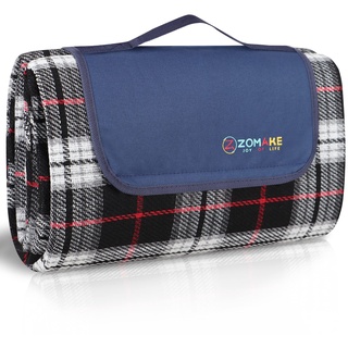 ZOMAKE Picknickdecke Wasserdicht 200x150,Isoliert Picknick Decke Strandmatte Waschbar mit Alubeschichtung für Camping,Garten - XL Tartan Stoff Picnic Blanket mit Tragegriff, (Gitter)